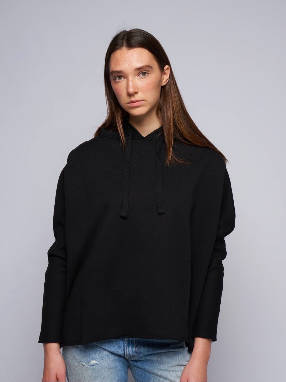 Frank & Eileen Women's Black Oversized Easy Hoodie 100% Cotton size XS